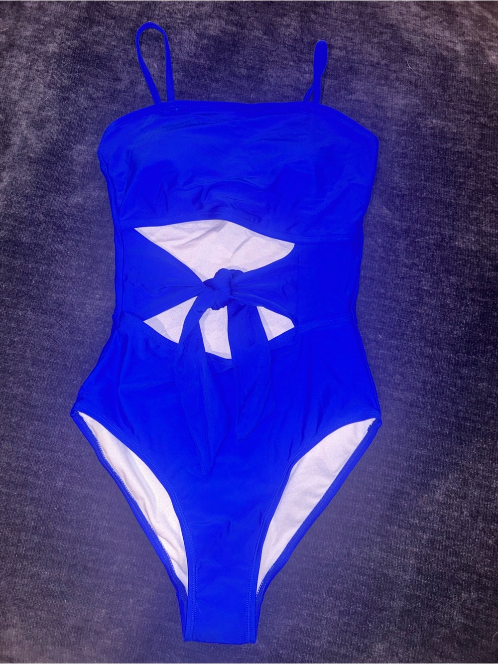 Classic Blue Knot-Front One-Piece Swimsuit